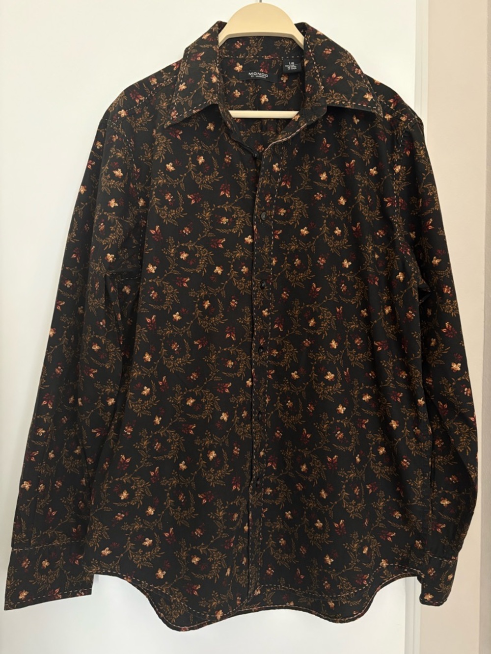 Mondo Di Marco Men’s Black Floral Long-Sleeve Button-Down Shirt